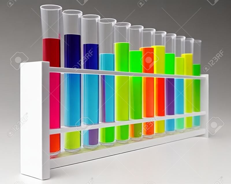 12 tubos de ensayo - Prueba - - color - iris - químicos estudios