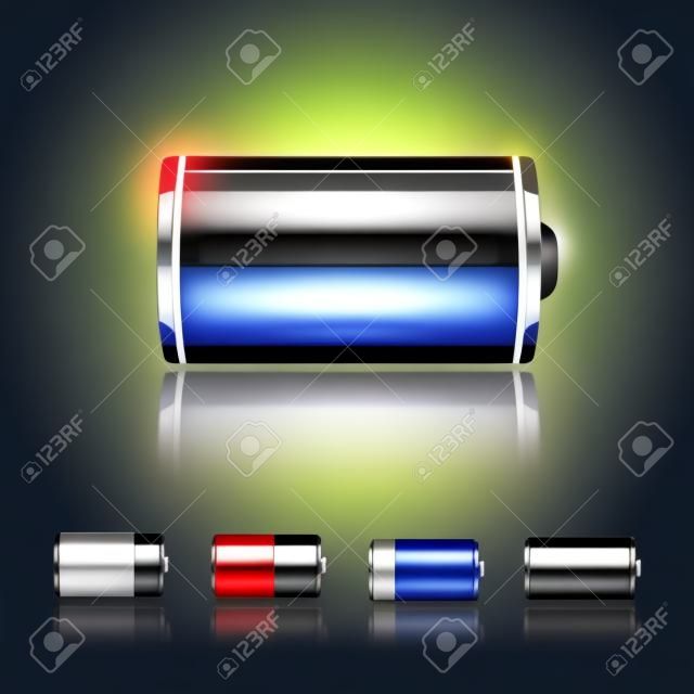 Zestaw ikon baterii bÅ‚yszczÄ…cy