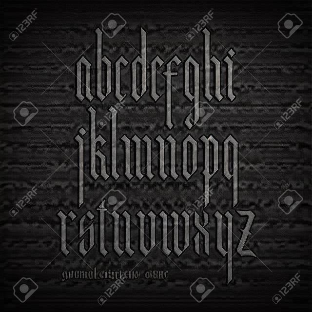Blackletter carattere gotico moderno. Tutte le lettere minuscole