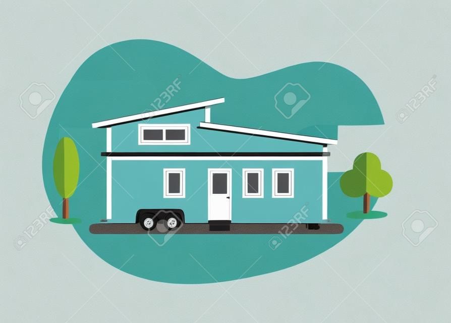 Moveable tiny house. Simple flat illustration
