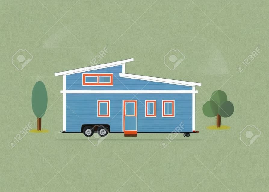 Casa pequena móvel. Ilustração plana simples