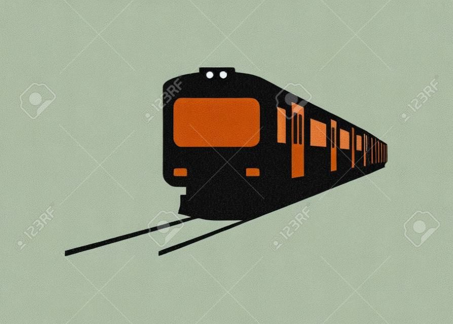 Trem de passageiros curto. Ilustração simples da silhueta