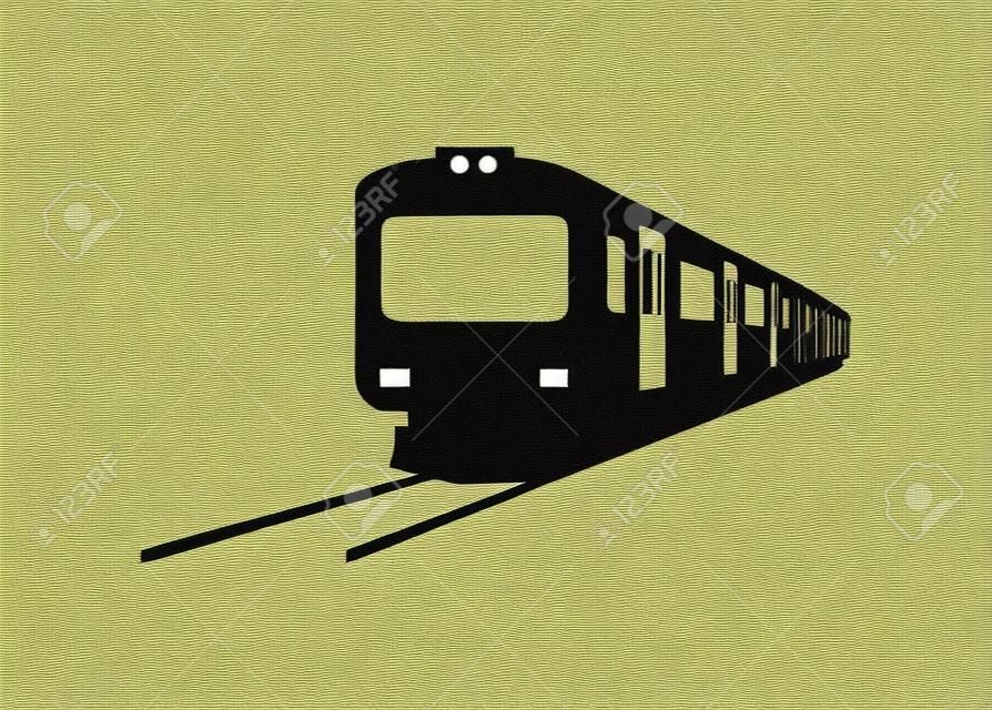 Short commuter train. Simple silhouette illustration
