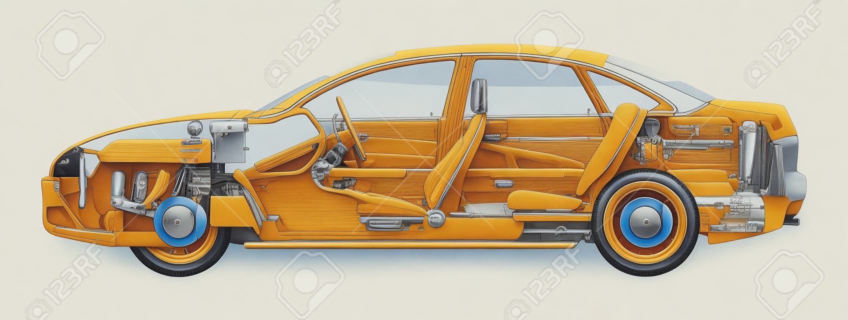 Cutaway Car ilustraciones.