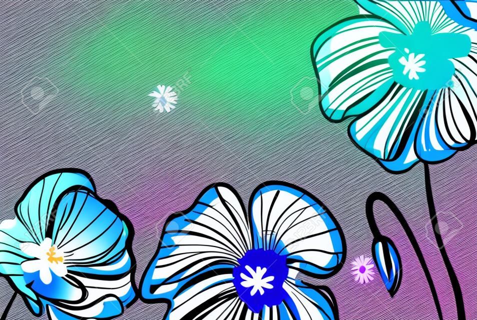 Abstract bight vector background with drawing flowers