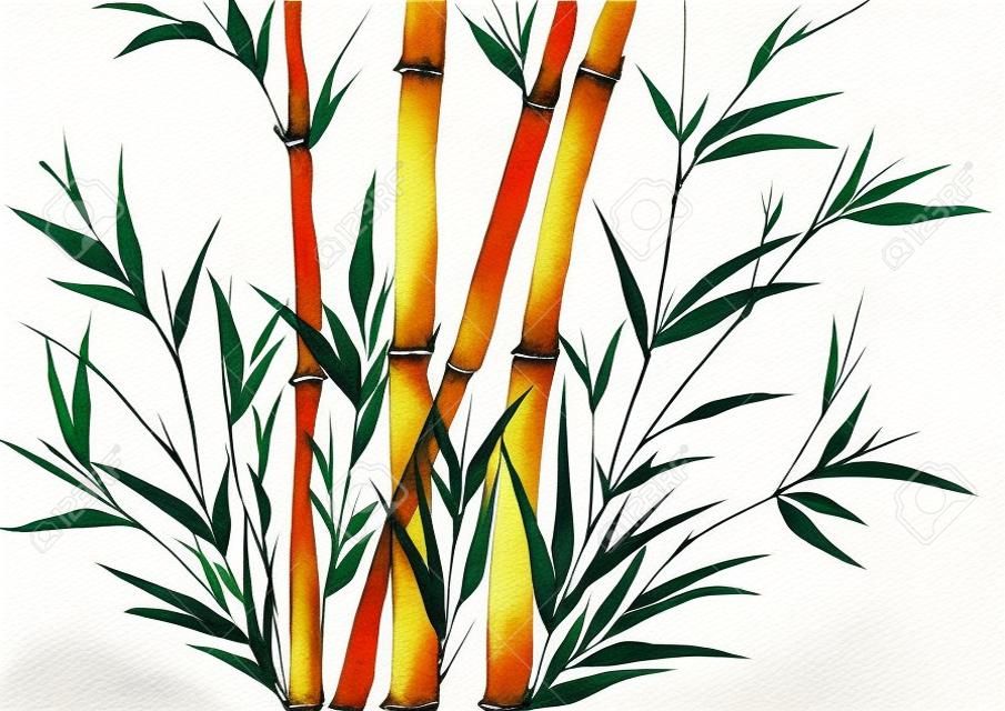 原始藝術，竹水彩畫，亞洲風情畫