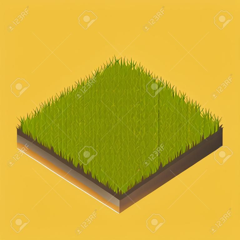 Isometric Vector Illustration Of Green Grass Melow For Web, Print, Mobile and GUI