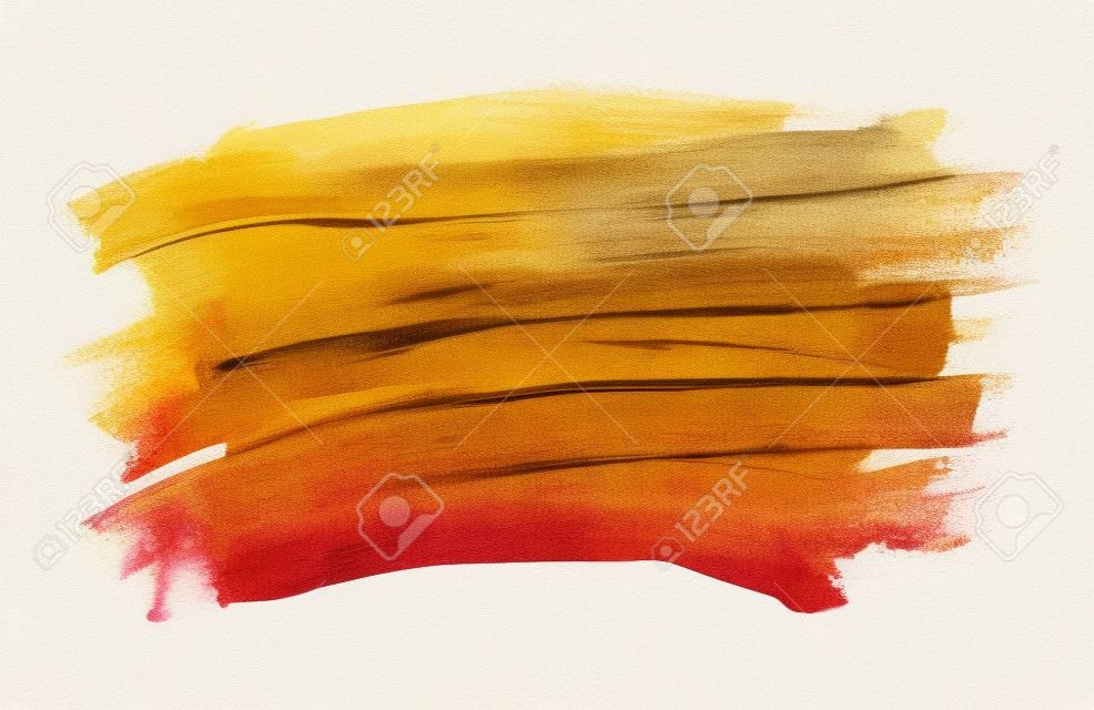 白い背景に分離したペイント ブラシ ストローク テクスチャ黄土色水彩画