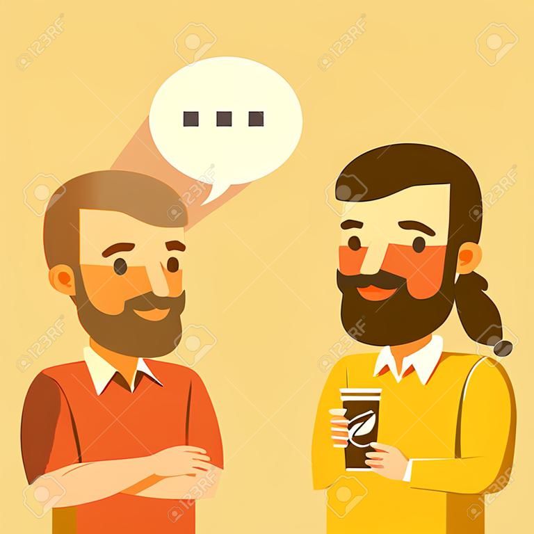 Dos hombres hablan, la discusión, el intercambio de ideas, el trabajo en equipo, y programadores