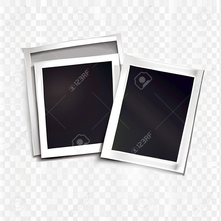 Três molduras retro em branco foto realista sobre fundo transparente.