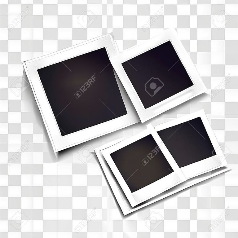 Três molduras retro em branco foto realista sobre fundo transparente.