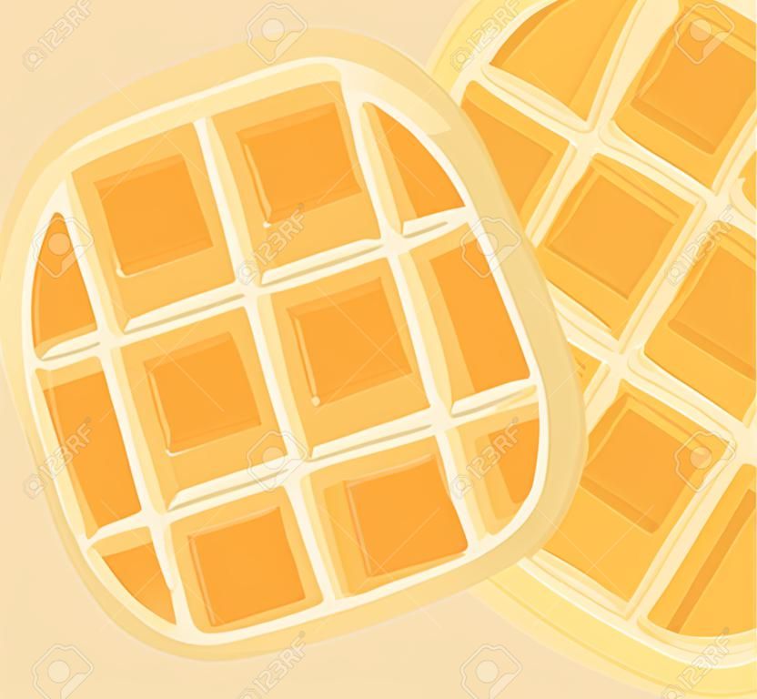 simple vector illustration of three Belgian waffle, delicious dessert, food illustration