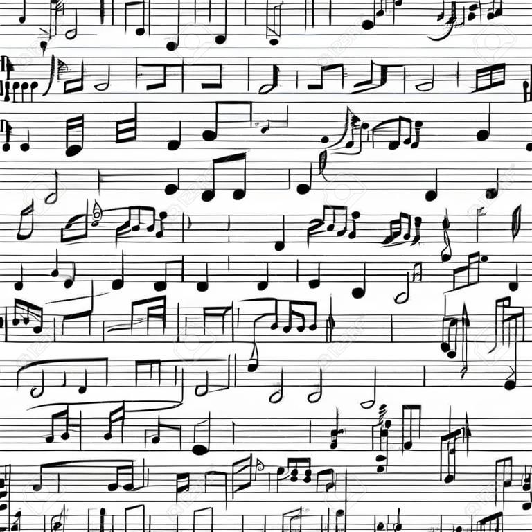 Fondo inconsútil con las notas musicales escritas a mano