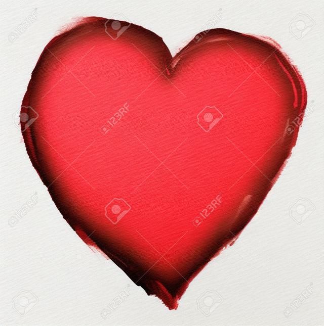 手繪紅色的心臟被隔絕在白色。剪貼畫