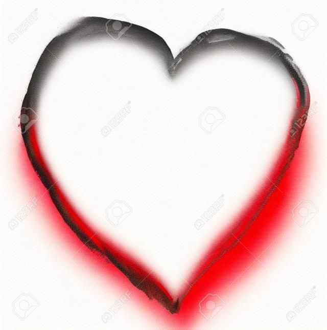 Main, dessin coeur rouge isolé sur blanc. Clipart