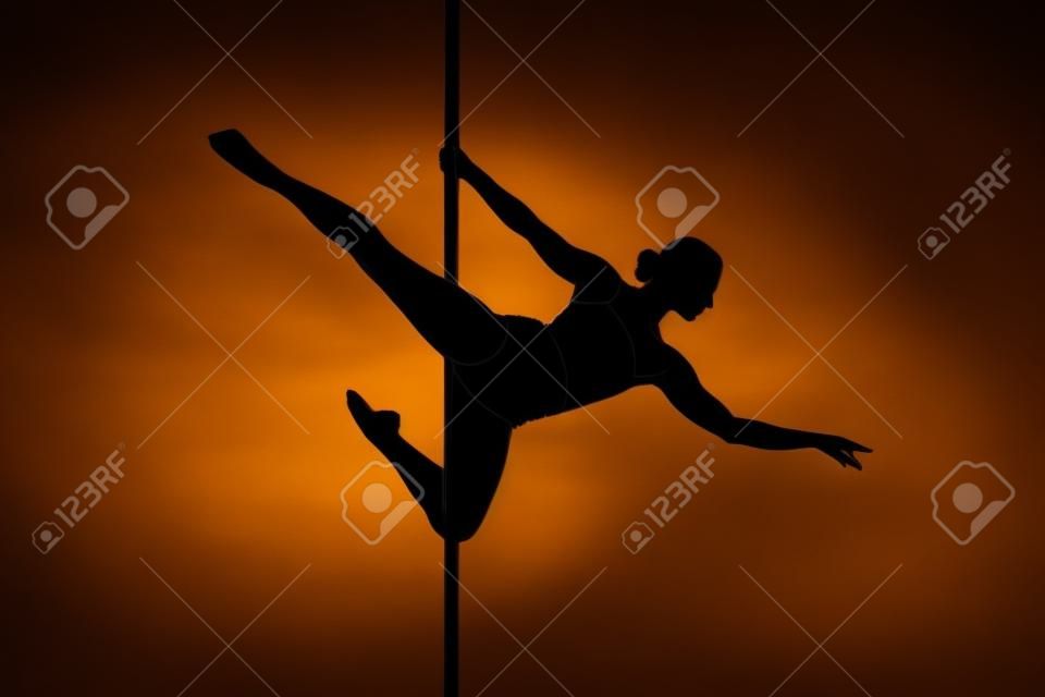 silhouette di ragazza bella pole ballerino