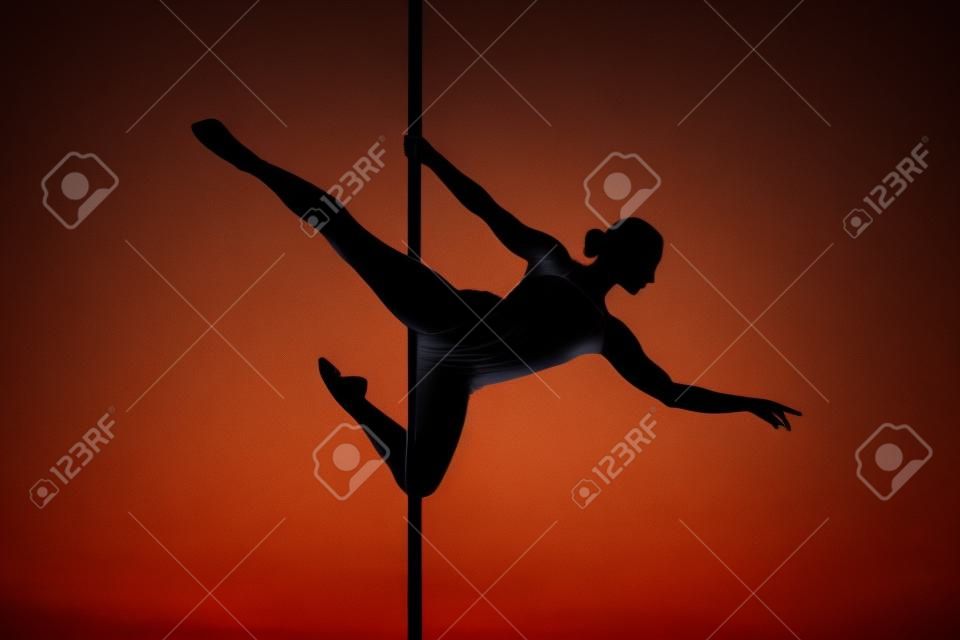 beau, pole, danseur, girl, silhouette