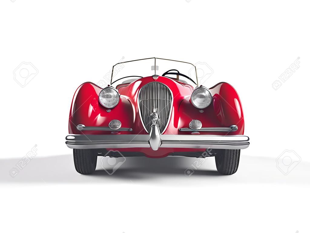 Red vintage car on white background, image shot in ultra high resolution.