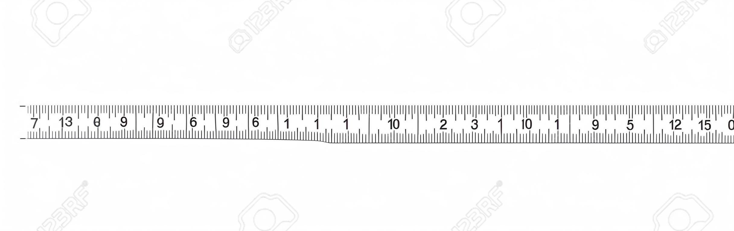 눈금자 20cm. 측정 도구. 눈금자 졸업. 눈금자 그리드 20 및 1cm. 크기 표시 단위. 미터법 센티미터 크기 표시기. 벡터 EPS10
