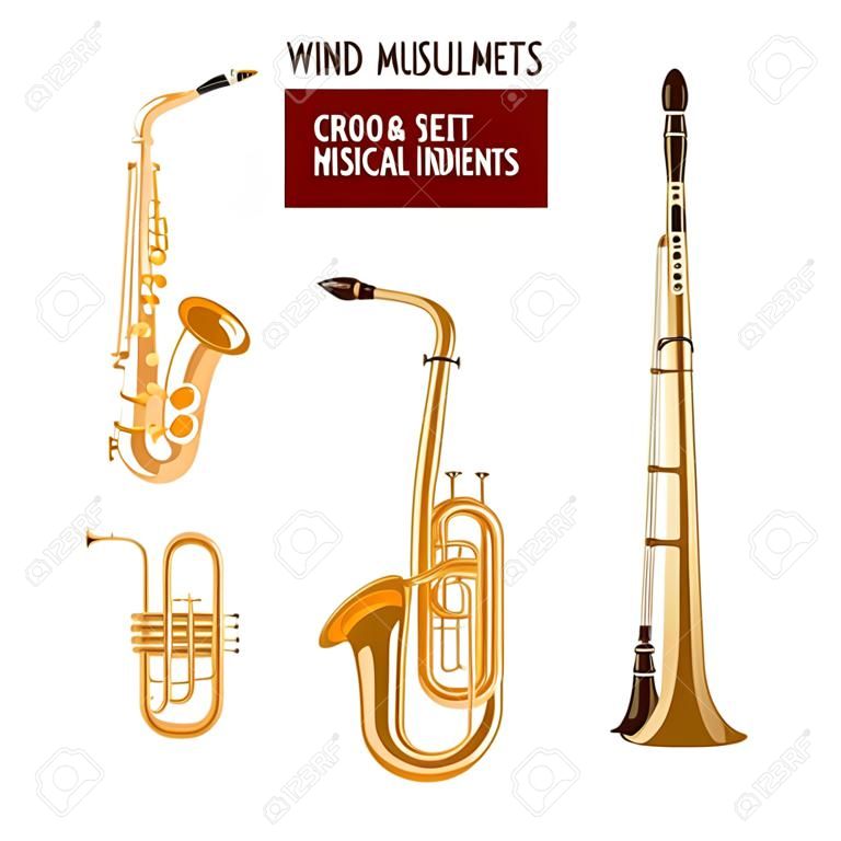 Conjunto de instrumentos musicales de viento