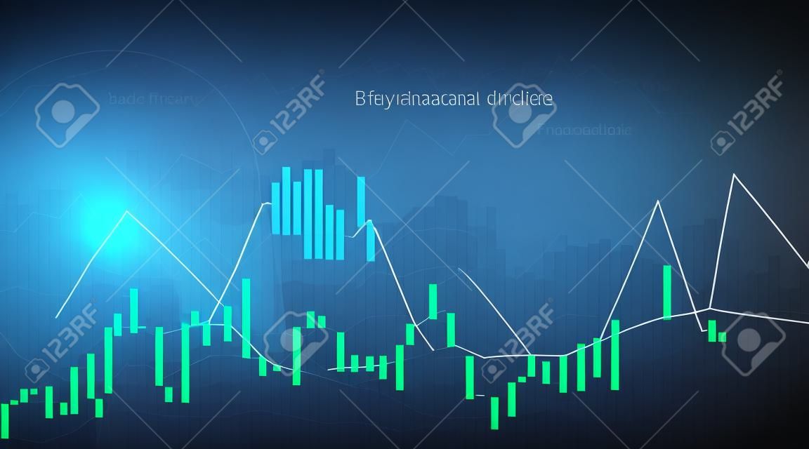 Gráfico de dados financeiros em fundo cinza. Fundo de negócios com gráfico de candelabros para relatórios e investimento. Conceito de comércio de mercado financeiro.