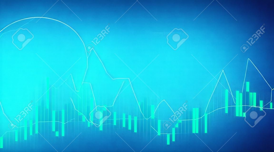 Gráfico de dados financeiros em fundo cinza. Fundo de negócios com gráfico de candelabros para relatórios e investimento. Conceito de comércio de mercado financeiro.