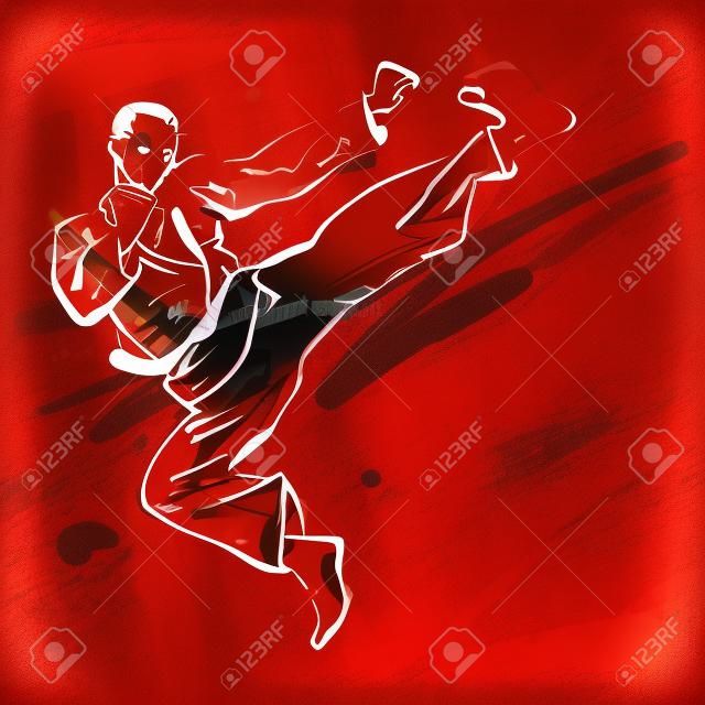 karate fighter side kick