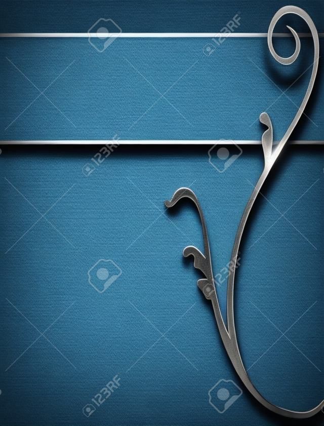 La plantilla para el fondo de metal con placa de inscripción azul para escribir, y una flor de hierro
