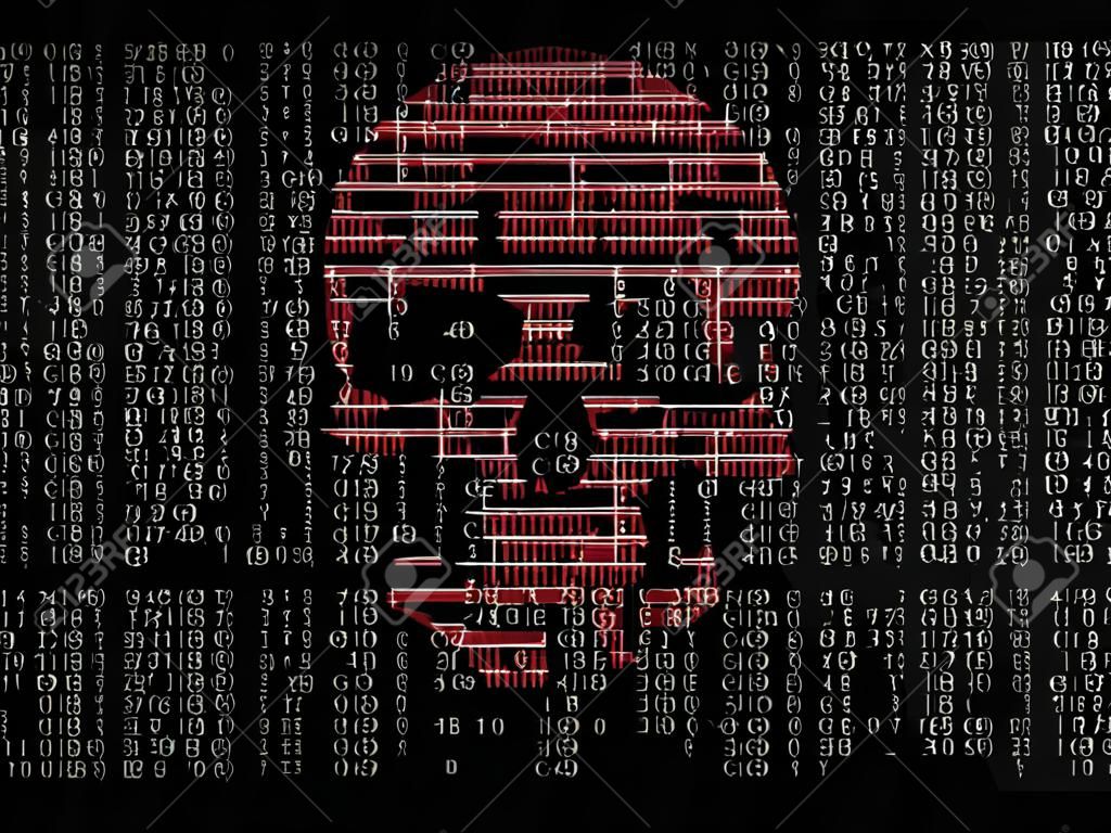 Концепция Компьютерной Безопасности. Череп Шестнадцатеричном Коде.  Пиратская Онлайн. Киберпреступники. Хакеры Взломали Код Фотография,  картинки, изображения и сток-фотография без роялти. Image 44256167