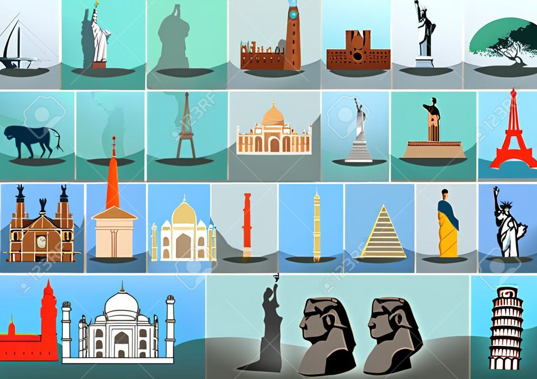world Landmarks. countries of the world. Vector Illustration