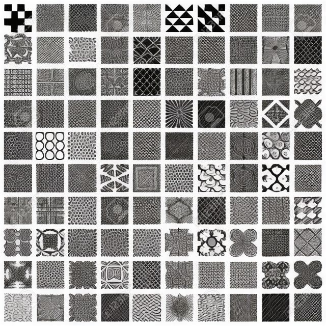 100 modelli senza soluzione geometrici impostato, in bianco e nero di raccolta sfondi vettoriali.