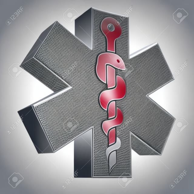 Emergency ambulance medicine symbol, 3d vector icon.