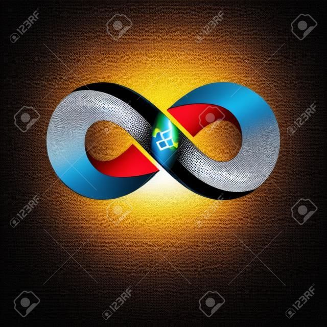 Infinite friendship, friends forever, special vector logo combined with two symbols of eternity loop and human hands.