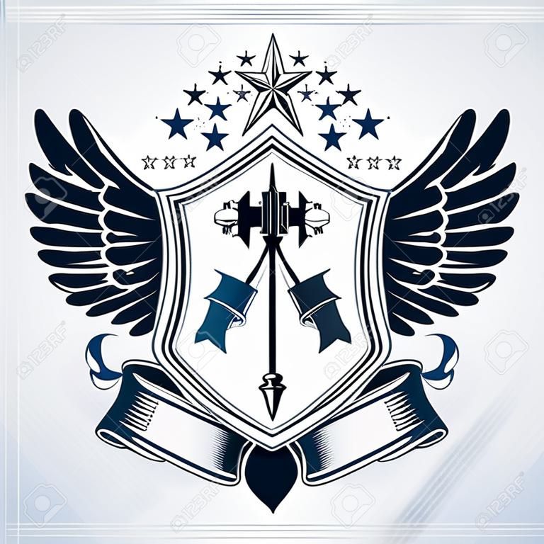 Vintage emblem, vector heraldic design.