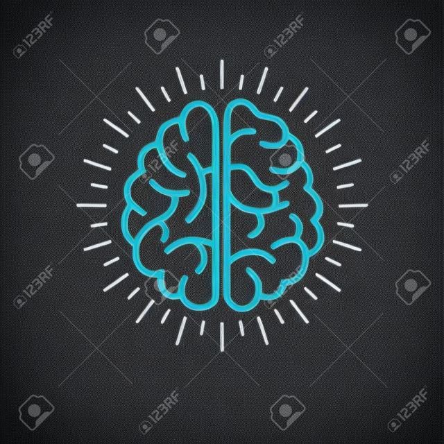 Human anatomical brain, mental health psychology conceptual logo or icon, psychoanalysis and psychotherapy concept. Vector simple classic design.