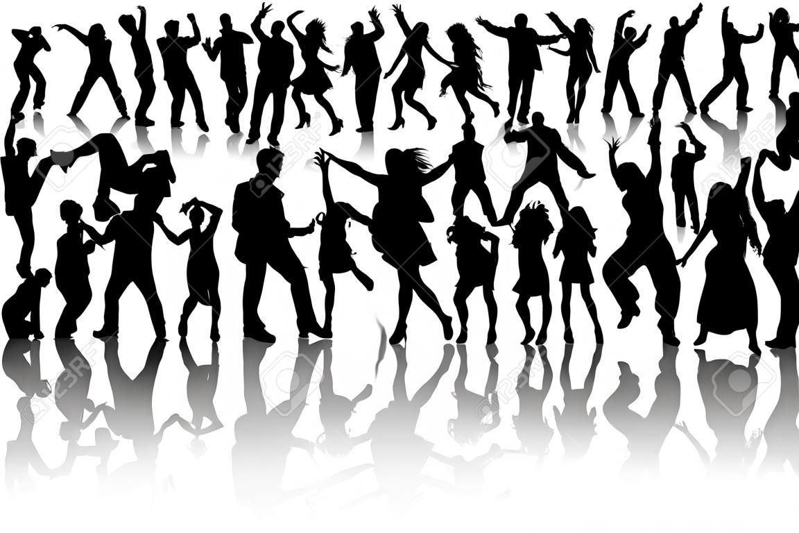 Dancing people silhouettes