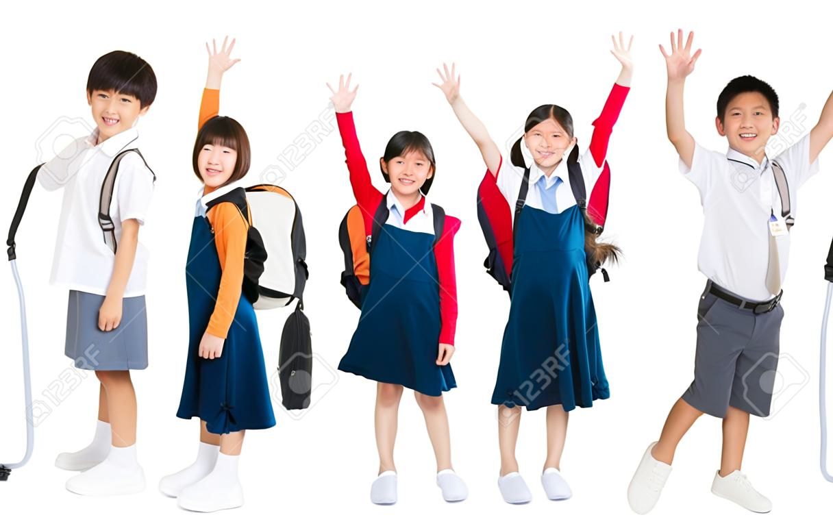 Group of asian primary students