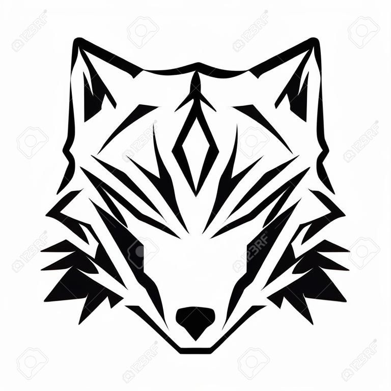 cone abstrato do lobo da cabeça com cor preta no fundo branco. Símbolo moderno e moderno do ícone do lobo geométrico para o projeto gráfico e da web.