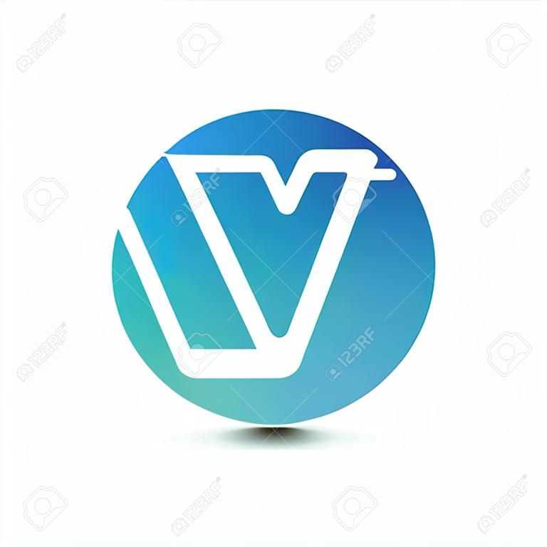 Simbolo rotondo vettoriale lettera V design minimalista. Lettera V per il tuo miglior simbolo aziendale su sfondo bianco.