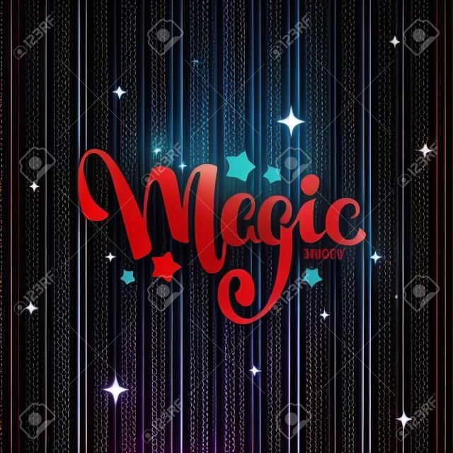 Spettacolo di magia, composizione scritta su sfondo magico per il tuo logo, poster, invito