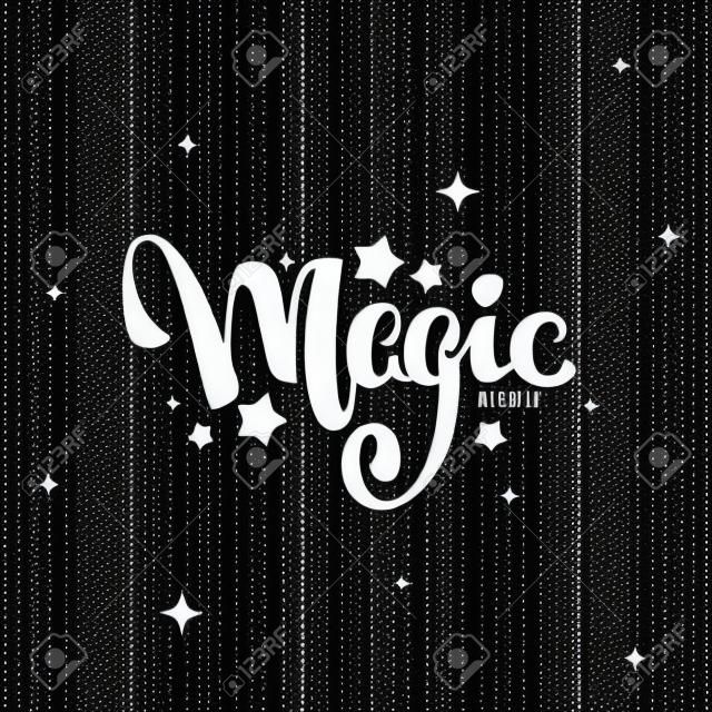Spettacolo di magia, composizione scritta su sfondo magico per il tuo logo, poster, invito