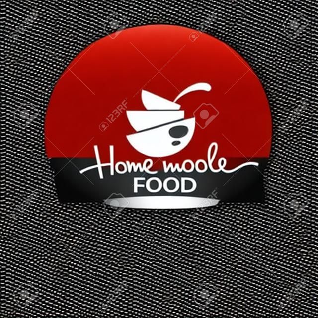 あなたのメニュー、ロゴ、エンブレムやシンボルのための家庭製の食品、カラフルなスープボウルを調理