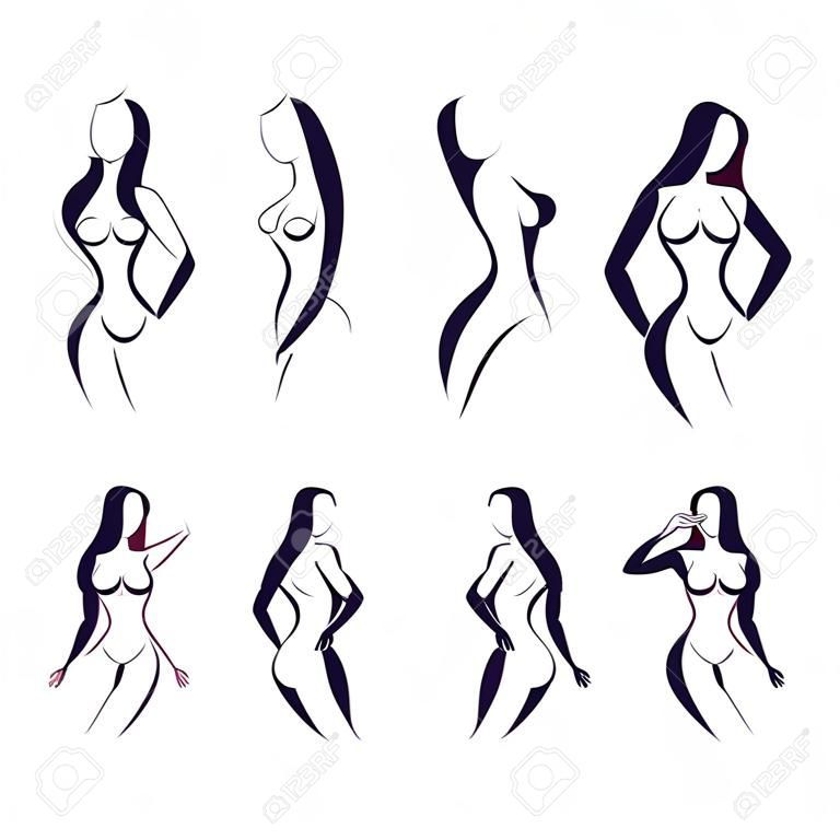 intimate hygiene, vector lady poses collection