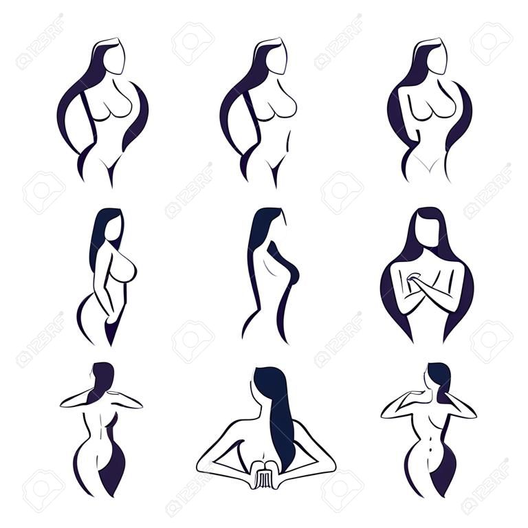 intimate hygiene, vector lady poses collection