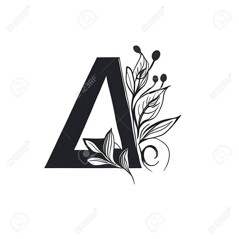 A letter, decorative vector for your alphabet logo, with floral blossosm elements