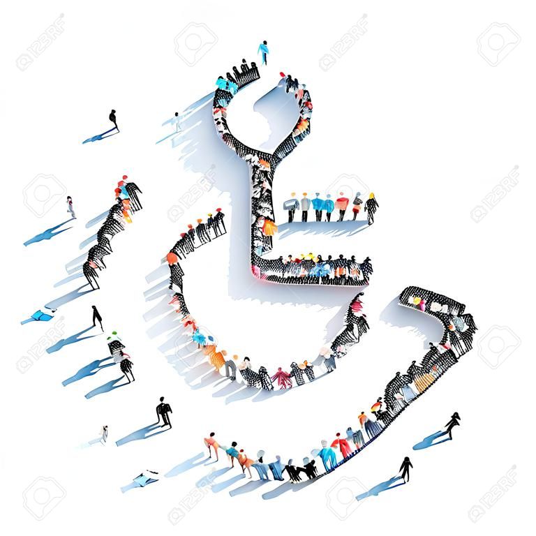 A group of people in the shape of a disability, medicine, cartoon isolated on a white background.