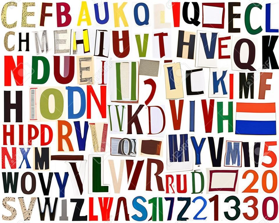 Big size collection of colorful newspapers, magazines letters isolated on a white background