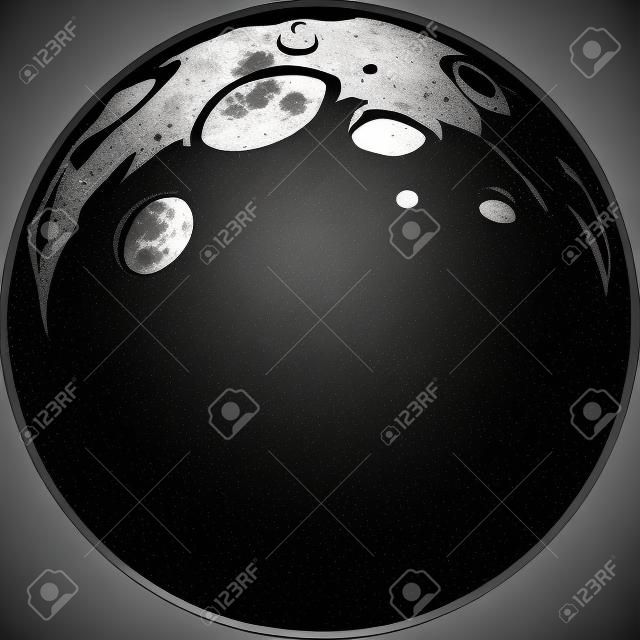 Полное векторный формат Луна, оттенки серого клипарт