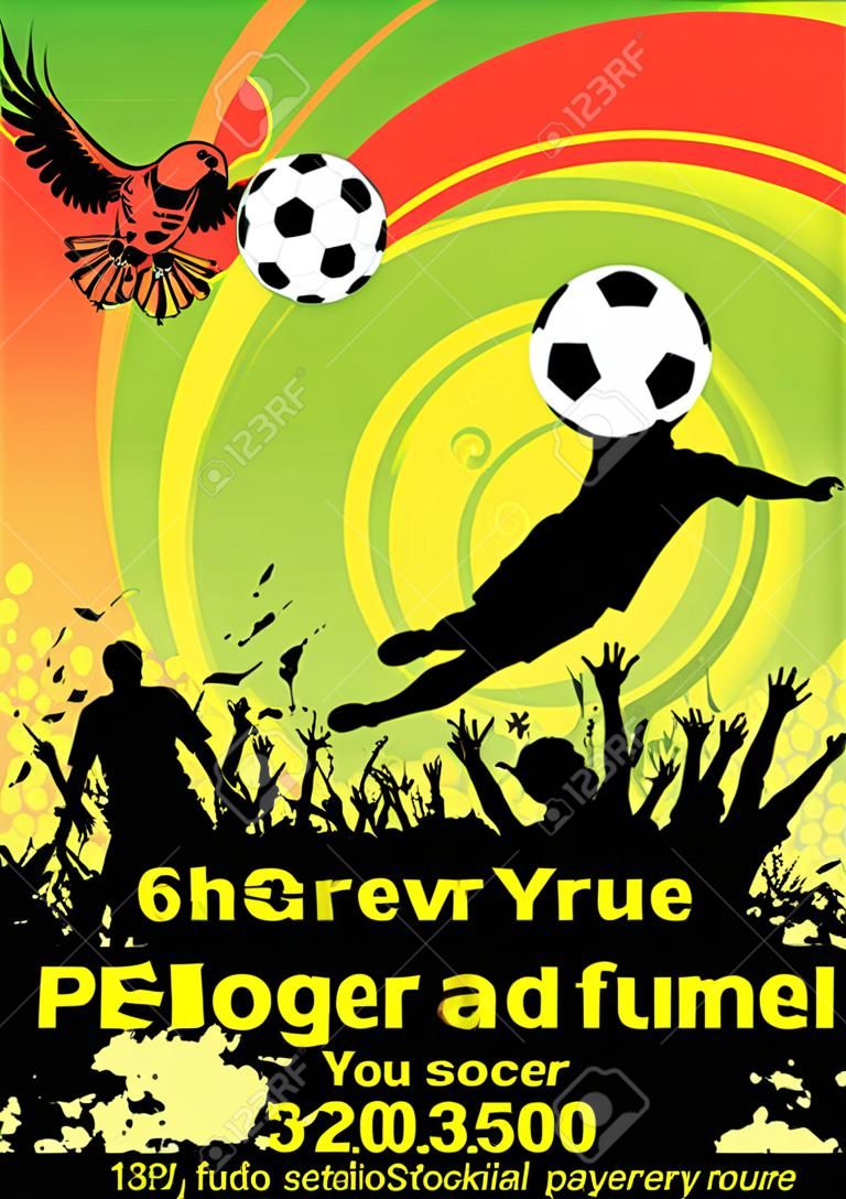 Voetbal Poster met Spelers met Bal op grunge achtergrond, element voor design, vector illustratie