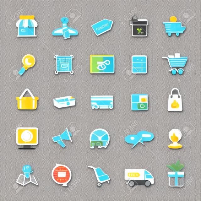 Internet Shopping Icon Set per l'e-commerce in due colori